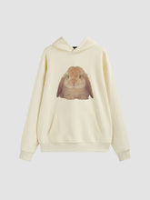 Cotton-blend Rabbit Graphic Pocket Oversized Hoodie