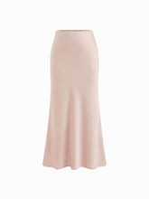 Textured Satin Mid Rise Mermaid Maxi Skirt