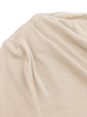 Asymmetrical Neck Long Sleeve Ruched Top