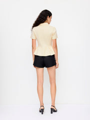 Knit Peter Pan Collar Short Sleeve Cardigan