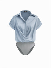 Satin Collar Twist Shirt Bodysuit