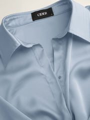 Satin Collar Twist Shirt Bodysuit