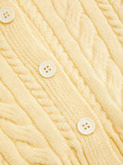 Cable Knit Round Neck Bowknot Cardigan