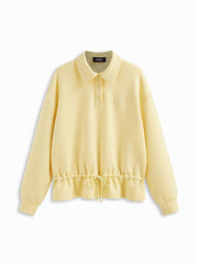 Cider Icon Collar Long Sleeve Knotted Ruffle Hem Sweatshirt