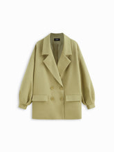 Notched Collar Oversized Double Breasted Coat