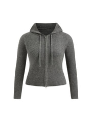 Knit Wool-blend Zip Through Hoodie Curve & Plus