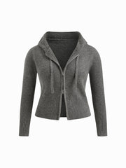 Knit Wool-blend Zip Through Hoodie Curve & Plus