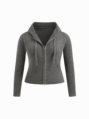 Knit Wool-blend Zip Through Hoodie Curve & Plus