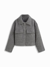 Wool-look Collar Zip Through Oversized Jacket