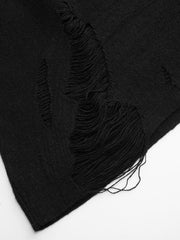 Knit High Neck Bell Sleeve Ripped Mini Dress