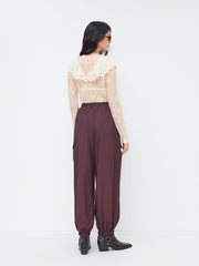 Cotton-blend Mid Rise Elastic Waist Drawstring Jogger Cargo Trousers