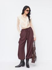 Cotton-blend Mid Rise Elastic Waist Drawstring Jogger Cargo Trousers