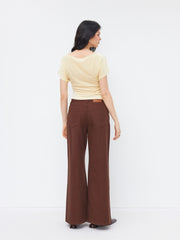 Velvet Boat Neck Short Sleeve Asymmetrical Hem Ruched Top