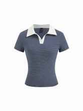Cotton-blend Polo Neck Stripe Tee