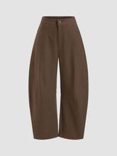 Cotton-blend Mid Rise Barrel-leg Cropped Trousers