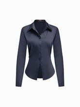Satin Collar Long Sleeve Shirt
