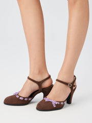 BOWKNOT FAUX SUEDE SLINGBACK HEELS