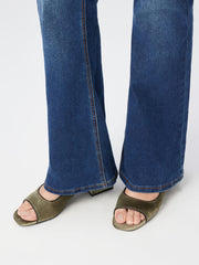 OPEN-TOE VELVET CHUNKY HEELS