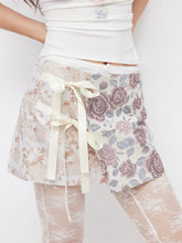 Jacquard Low Rise Floral Patched Bowknot Mini Skirt