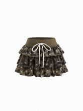 Jersey Mid Rise Camo Drawstring Rara Mini Skirt