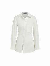 100% Cotton Collar Asymmetrical Button Longline Shirt