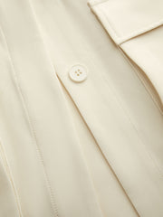 Stand Collar Solid Button Ruched Oversized Jacket