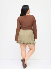 Plaid Low Rise Pleated Layered Micro Mini Skirt With Belt Curve & Plus