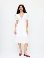 Cotton V-neck Lace Floral Ruffle Cut Out Back Knotted Maxi Dress