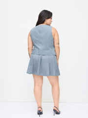 Suede Mid Rise Pleated Mini Skirt Curve & Plus