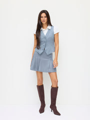 Suede V-neck Button Blazer Vest