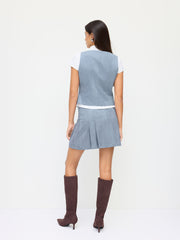 Suede V-neck Button Blazer Vest