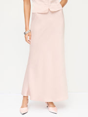 Textured Satin Mid Rise Mermaid Maxi Skirt
