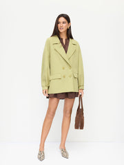 Notched Collar Oversized Double Breasted Coat