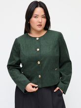 Suede Metal Button Oversized Jacket Curve & Plus