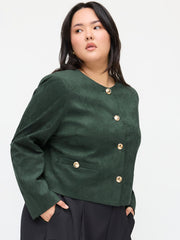 Suede Metal Button Oversized Jacket Curve & Plus