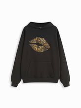 Cotton-blend Leopard Lip Graphic Oversized Hoodie
