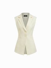 Notch Collar Button Split Belted Blazer Vest