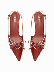 TWO-TONE BOWKNOT SLINGBACK STILETTO HEELS