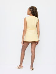 Round Neckline Double Breasted Blazer Vest