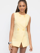 Round Neckline Double Breasted Blazer Vest