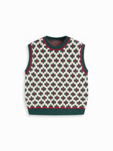 Geometric Contrasting Binding Knitted Crop Vest