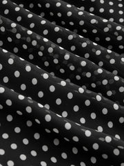 Chiffon Stand Collar Polka Dot Knotted Bodysuit