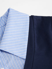 Cotton Collar Striped Two Tone Top Curve & Plus