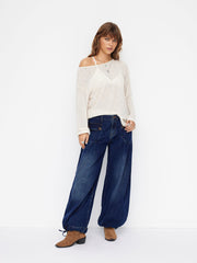 Cider Denim Low Rise Pleated Drawstring Jogger Jeans