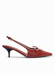 TWO-TONE BOWKNOT SLINGBACK STILETTO HEELS