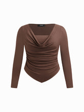 Cowl Neck Ruched Hanky Hem Long Sleeve Jersey Top Curve & Plus