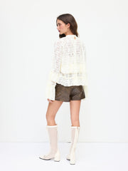 Faux Leather Mid Rise Micro Shorts