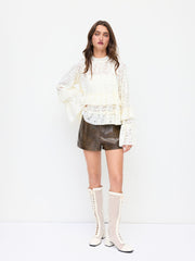 Faux Leather Mid Rise Micro Shorts