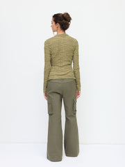 Knit Wool-blend Round Neck Long Sleeve Button Cardigan
