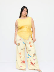 Cider Denim Low Rise Seafood Pattern Wide Leg Jens Curve & Plus